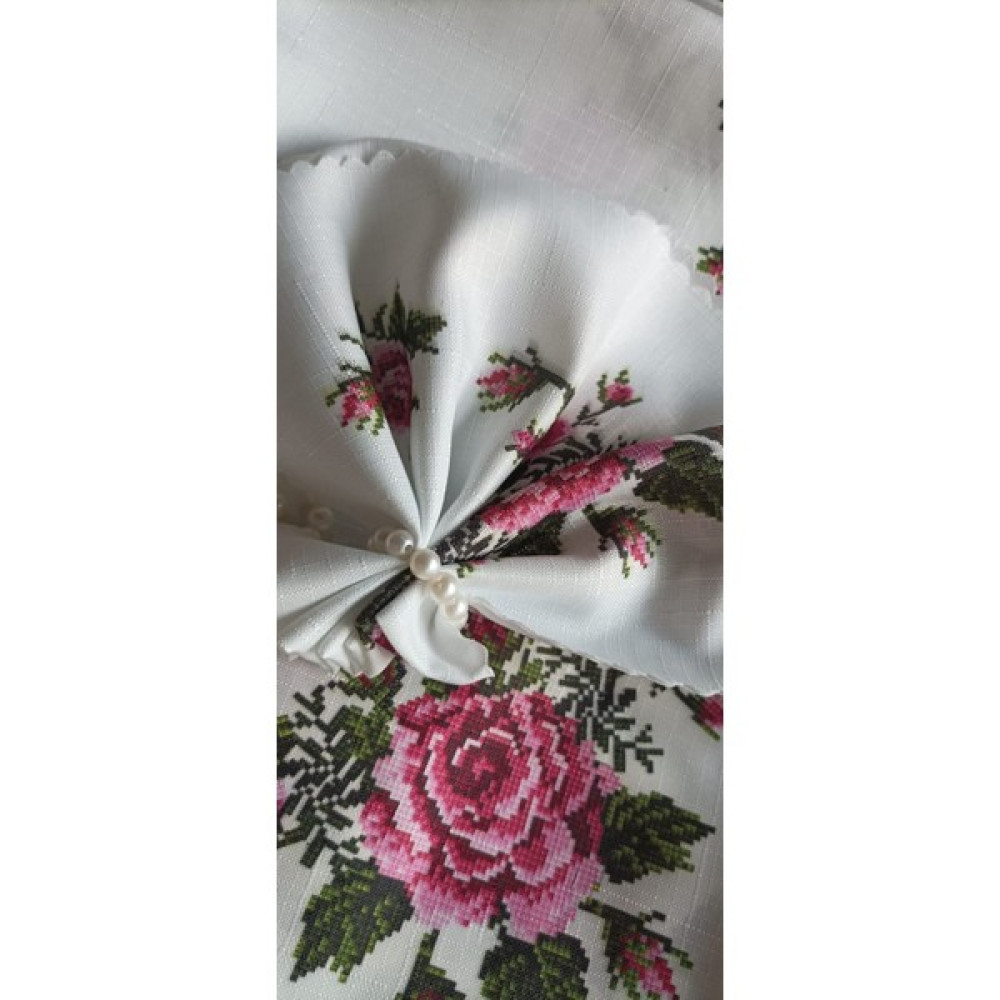 Ceyizza Kanaviçe Baskılı Dertsiz Masa Örtüsü Takımı 17 Parça - Pembe - 160 x 220 cm Masa Örtüsü Fiyatı