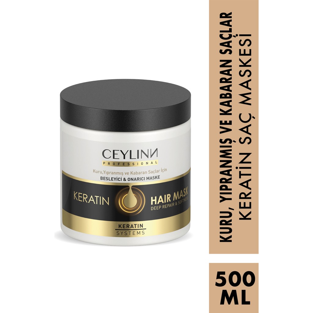 Ceylinn Keratin Smooth Saç Maskesi 500 ml Kuru ve Elektriklenen Saçlar için Besleyici Formül Saç Bakım Maskeleri & Serumlar & Spreyler Fiyatı