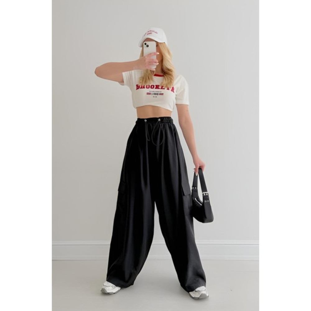 Ceyss Design Paraşüt Kumaş Beli Lastikli Relax Pantalon Kadın Pantolon Fiyatı
