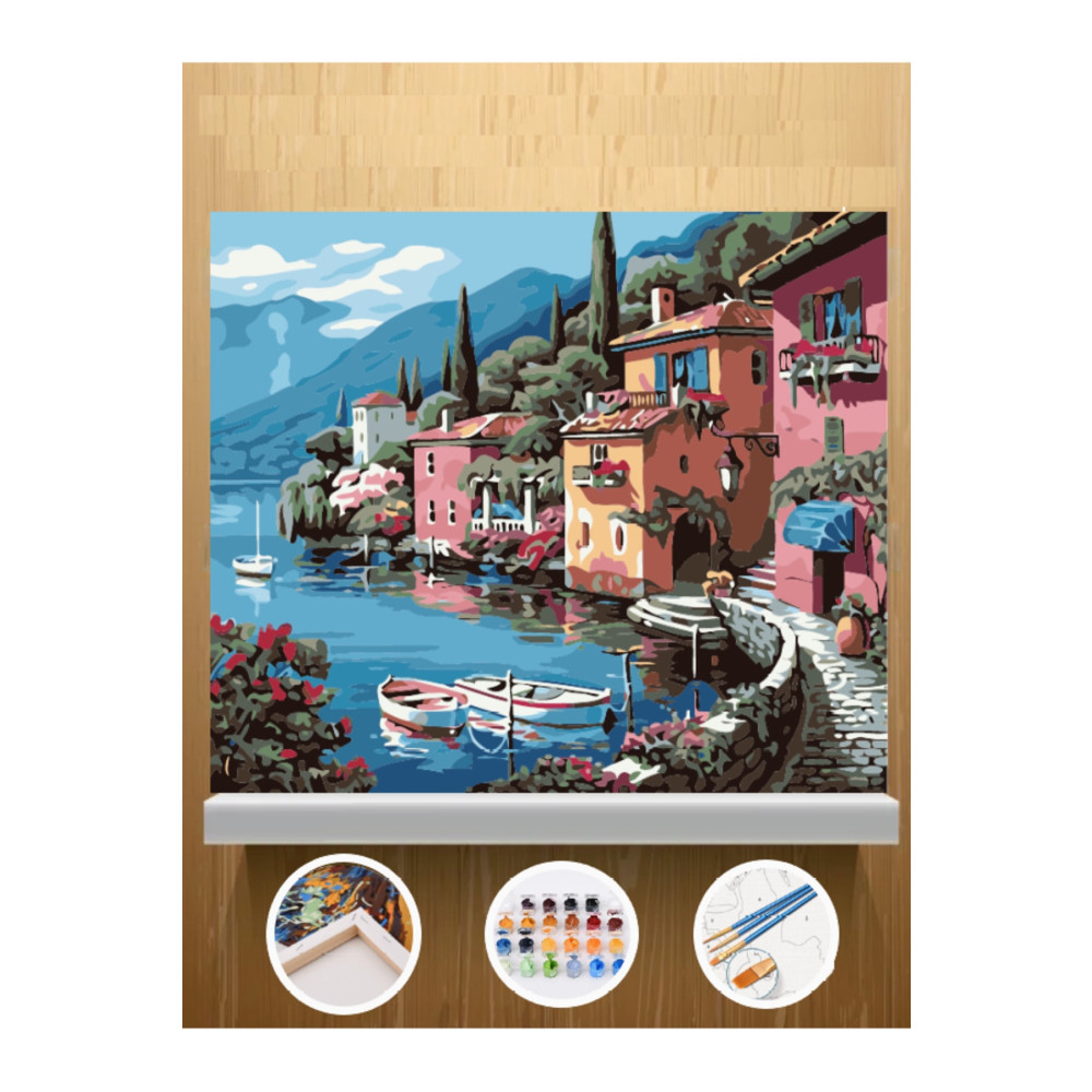 C&F-HOBBY Sayılarla Boyama Seti Kanvas 30x40 Fırça Ve Boya Seti Pamuk Tuval Çerçeveli Deniz Manzara Tuval Fiyatı