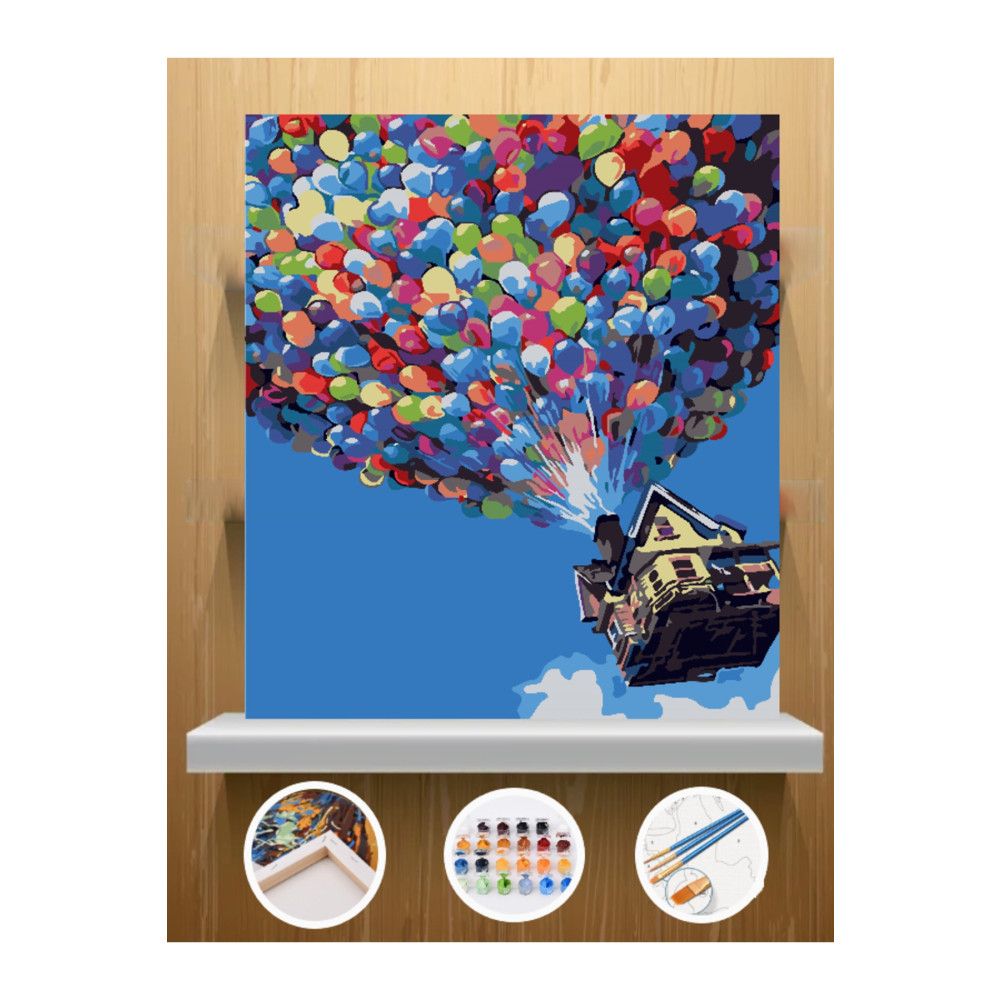 C&F-HOBBY Sayılarla Boyama Ve Hobi Seti Tuvale Gerilmiş Tablo Seti Kasnaklı 30x40 Fırça-boya Dahil Balonlu Ev Tuval Fiyatı