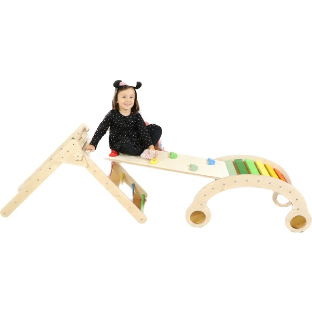 Cf Toys Montessori Eğitici Ahşap 3'lü Set (Tırmanma Tahtası, Üçgen Merdiven, Sallanan Merdiven) Eğitici Oyuncak Fiyatı