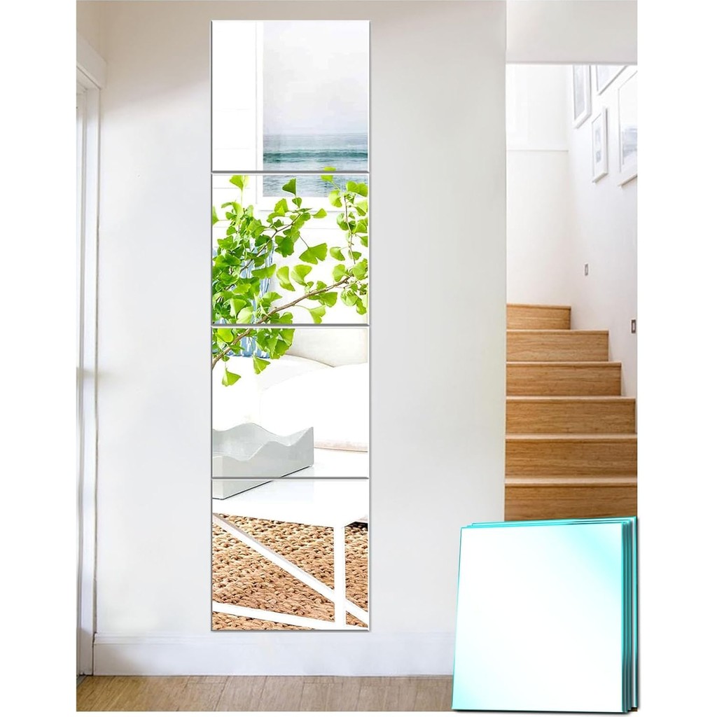 Cg Home 25 x 25 Kare 4'lü Rodajlı 4mm Şişecam Dekoratif Yapışkanlı Ayna - Gümüş - 25X25 Çerçeveli Ayna Fiyatı