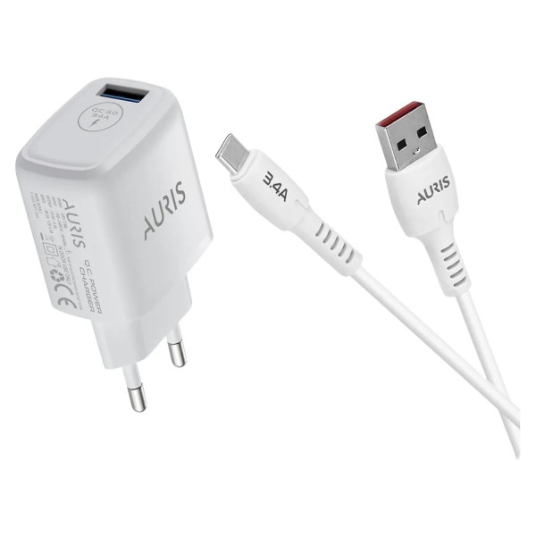 CH40 3.4 A Type C Şarj Aleti Cihazı Seti USB Şarj Başlığı + 1 Mt. Type C Kablo Qc 3.0 Destekli - Beyaz Bilgisayar Çevirici ve Adaptörü Fiyatı