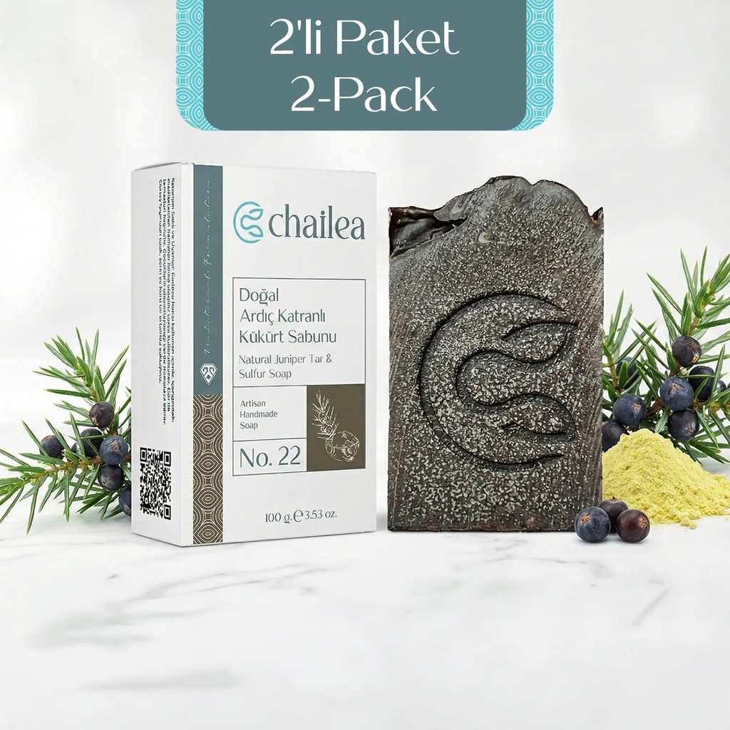 Chailea Doğal Ardıç Katranlı Kükürt Sabunu Geleneksel El Yapımı Soğuk Yöntem 100 Gram - 2'li Paket Diğer Fiyatı