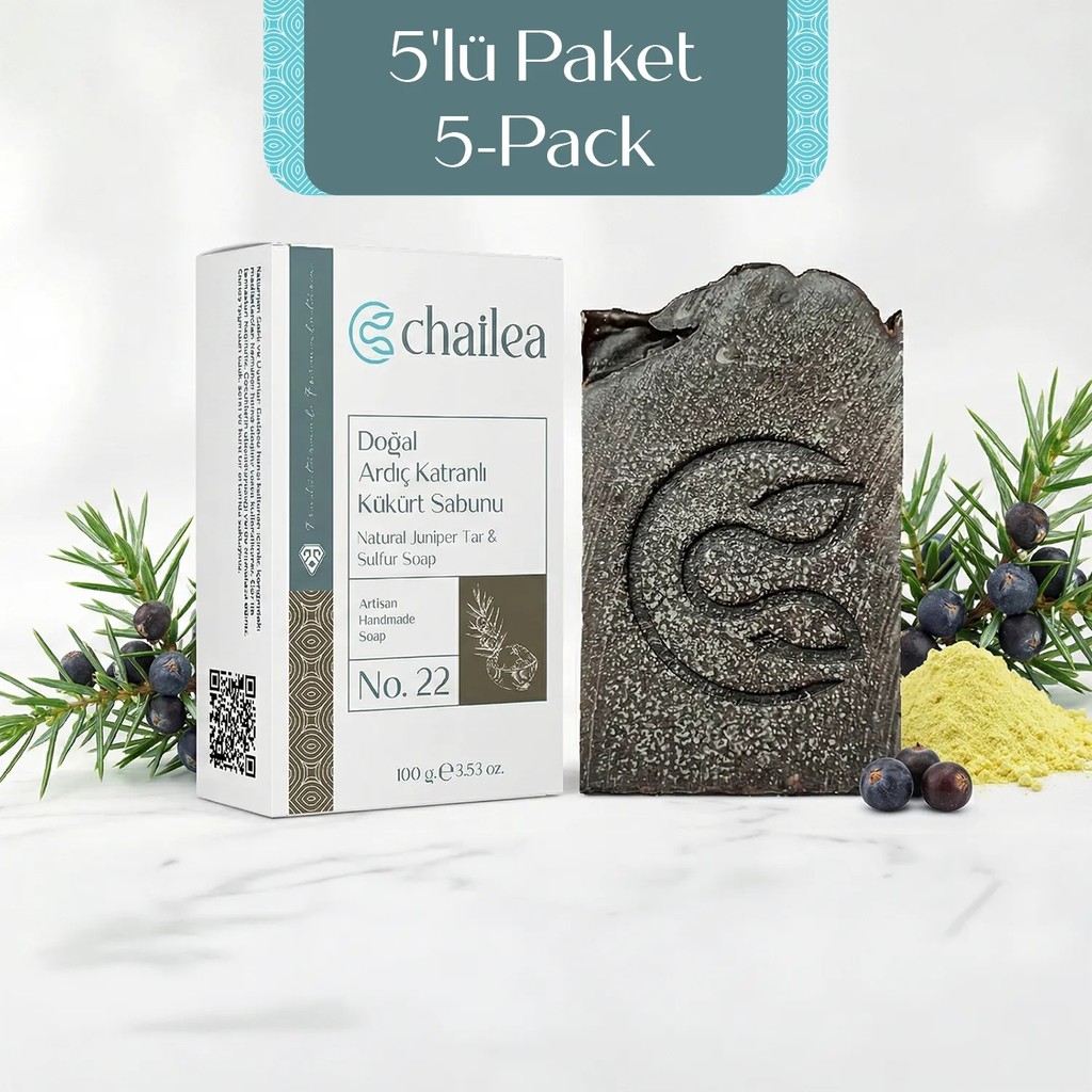 Chailea Doğal Ardıç Katranlı Kükürt Sabunu Geleneksel El Yapımı Soğuk Yöntem 100 Gram - 5'li Paket Diğer Fiyatı