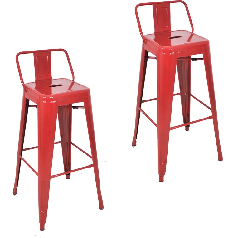 Chairlife Tolix Sırtlı Metal Bar Tabure (2 Adet) - Kırmızı Diğer Fiyatı