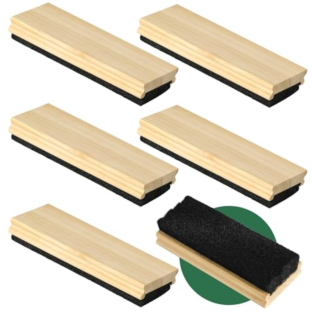 Chalkboard Eraser - 6 PCS Felt Eraser Board Rubber with Pine Solid-Wood Handle Cleaner Duster for Blackboard Whiteboard Chalk Office School Supply DIY Gift Uncle Paul UOF1606
