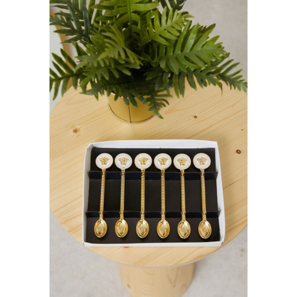 Chance Gift Gold Kaplama Medusa Model 6'lı Çay & Kahve Kaşığı (Beyaz) - Beyaz Çatal / Kaşık / Bıçak Takımları Fiyatı