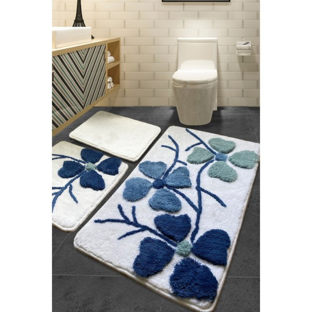 Chandler Home Alazani Mavi 3lü Takım (60X100 cm 50X60 cm 40X60 Cm) Banyo Halısı Klozet Takımı Fiyatı
