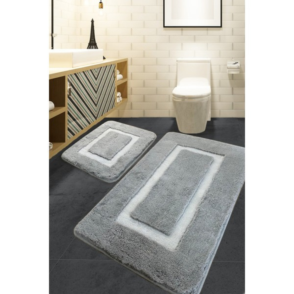 Chandler Home Ussuri Gri 2'li Takım, Yıkanabilir Kaymaz Taban, Banyo Paspası, Klozet Takımı, Bath Mat Klozet Takımı Fiyatı