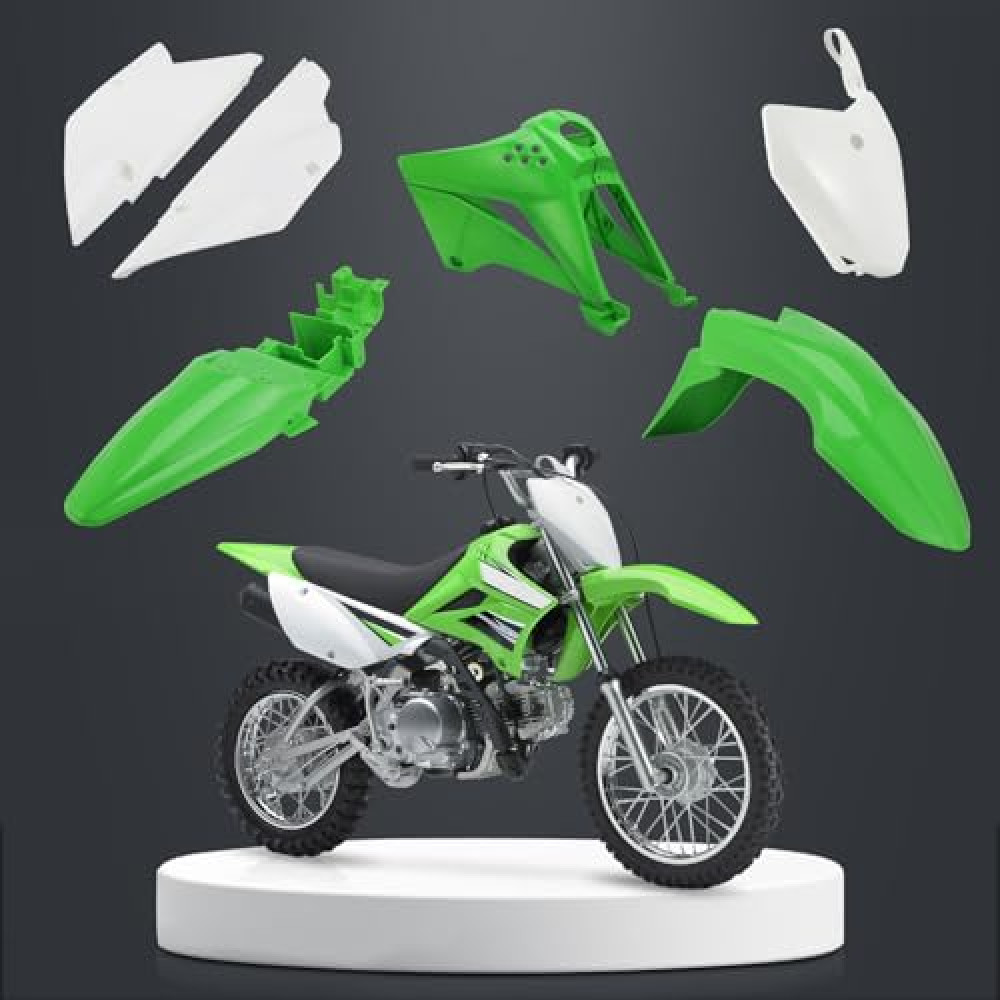 CHANGCHENG Dirt Bike Plastic Kits for KLX110 Rear Fender + Front Fender + Side Cover + Fuel Tank Cover + Number Plate Fairing Body Set for KLX 110/KLX 110L 2010-2025