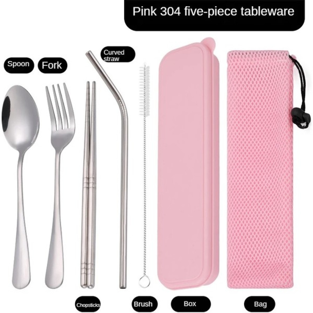 Chaoduo Shop Pembe Tarzı Hafif Taşınabilir Paslanmaz Çelik Sofra Setleri Kaşık Çatal Bıçak Çubuklarını Bir Kasada Hasır Seti Açık Kamp Ev (Yurt Dışından) Oto Boyaları Fiyatı