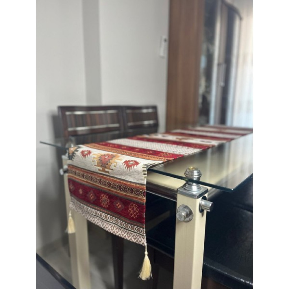 Chaputs Uzun Otantik Runner , Yemek Masası , Masa Örtüsü - Bordo - 50 x 150 cm Masa Örtüsü Fiyatı