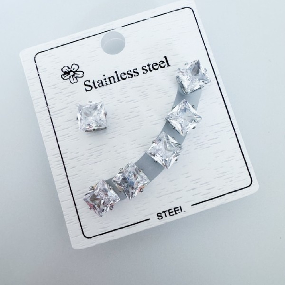 Charmlucky Çelik 6 Lı Tek Taş Küpe - Silver Altın, Takı & Aksesuar Fiyatı
