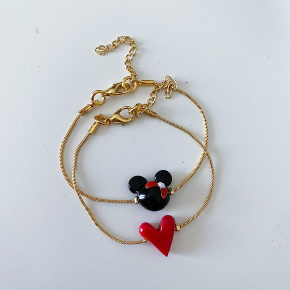 Charmlucky Murano Kalp - Minnie Bileklik Saat ve Bileklik Aksesuarı Fiyatı