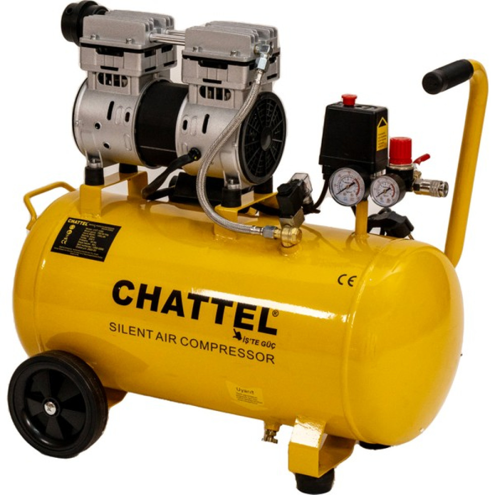 Chattel CHT-1250 Sessiz Yağsız Kompresör 50 Litre BAKIR SARGI MOTOR Hava Kompresörü Fiyatı