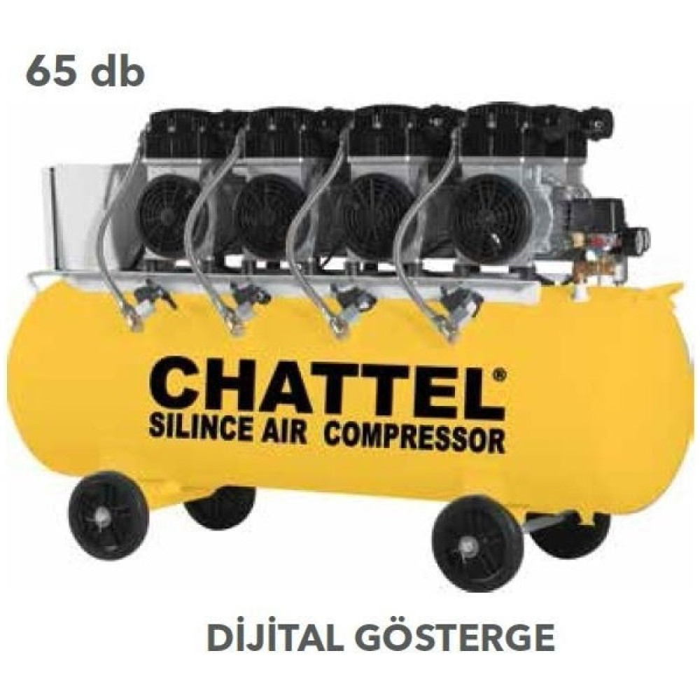 Chattel CHT1220 Sessiz Yağsız Hava Kompresörü 8 Hp Bakır Sargı Dijital Gösterge Hava Kompresörü Fiyatı