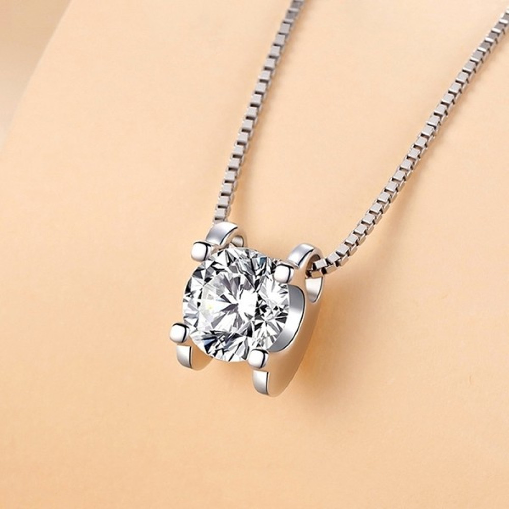 Chavin 0.80 Carat Zirkon Taşlı Gümüş Kap. Tek Taş Bayan Kolye db01 Bijuteri Kolye Fiyatı