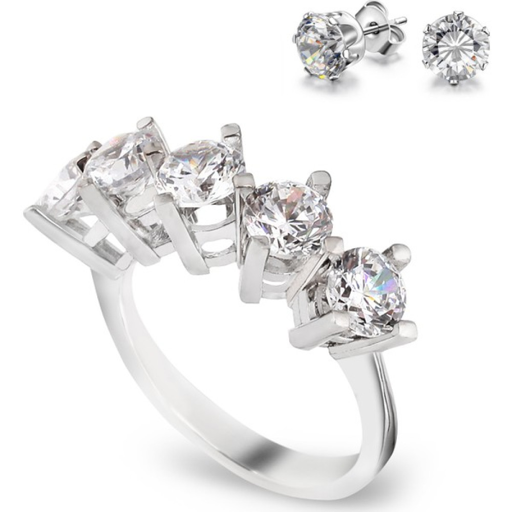 Chavin 2.75 Crt. Swarovski Beştaş Gümüş Yüzük + Küpe CS77 - 18 Gümüş Yüzük Fiyatı