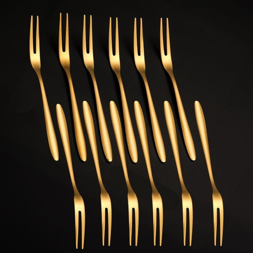 Chavin 304 Çelik 12 Adet Gold 13 cm Iki Dişli Meyve Tatlı ve Kek Çatalı CIN576SR-12 - Altın Oto Boyaları Fiyatı