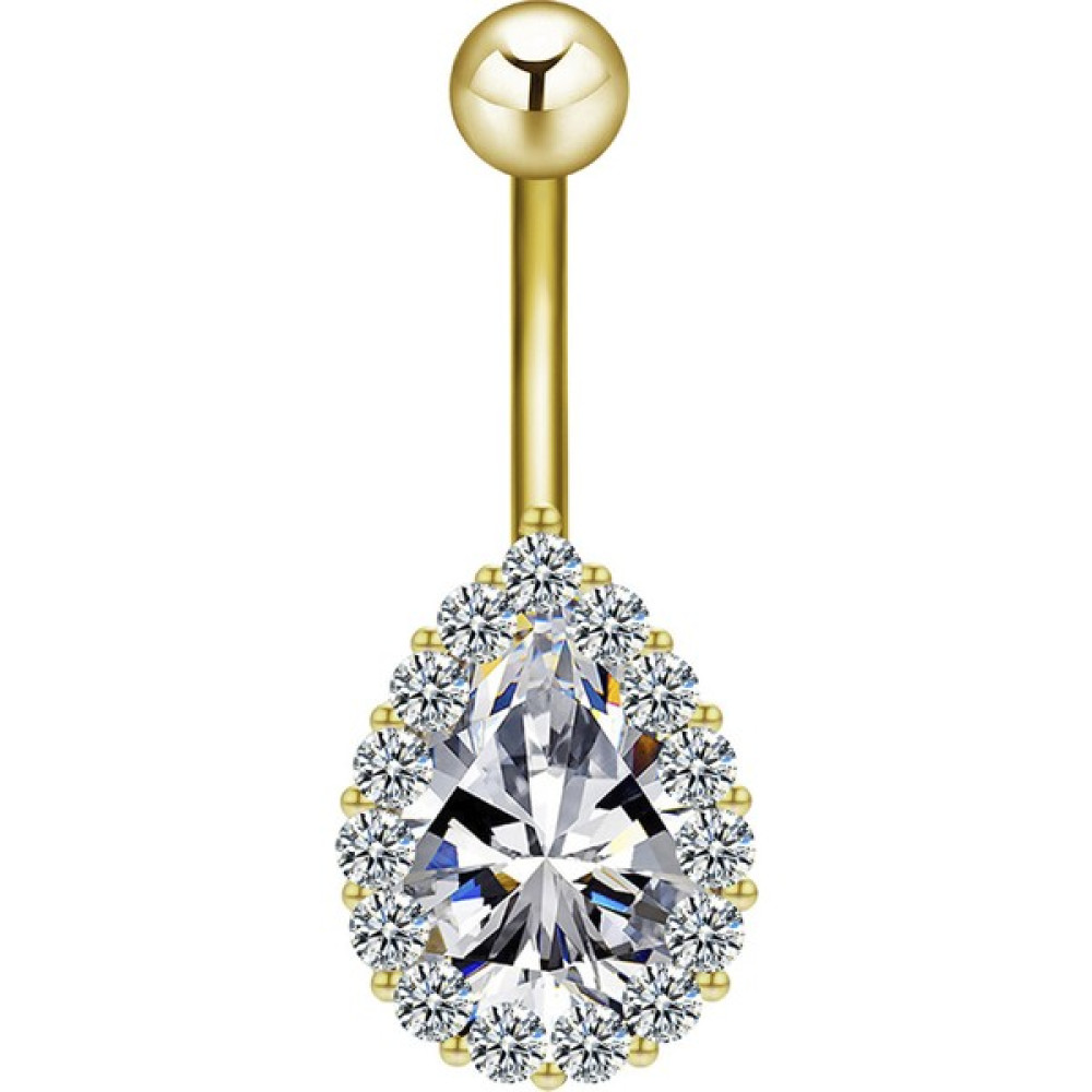 Chavin Beyaz Damla Taşlı Çelik Göbek Piercing Dt59Sr Altın & Gümüş Piercing Fiyatı
