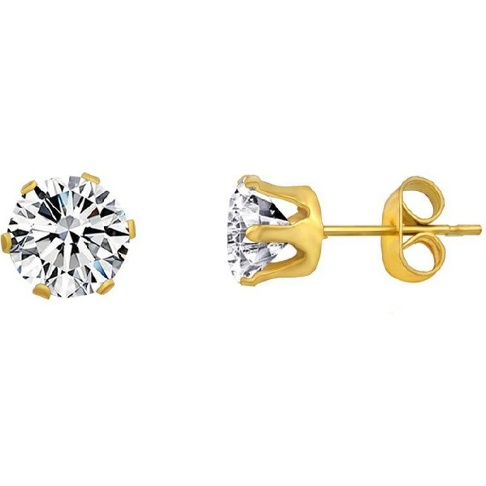 Chavin ,Çelik 5 Mm. Tek Zirkon Taş Sarı Bayan Küpe Ai09Sr - 5 mm Bijuteri Küpe Fiyatı