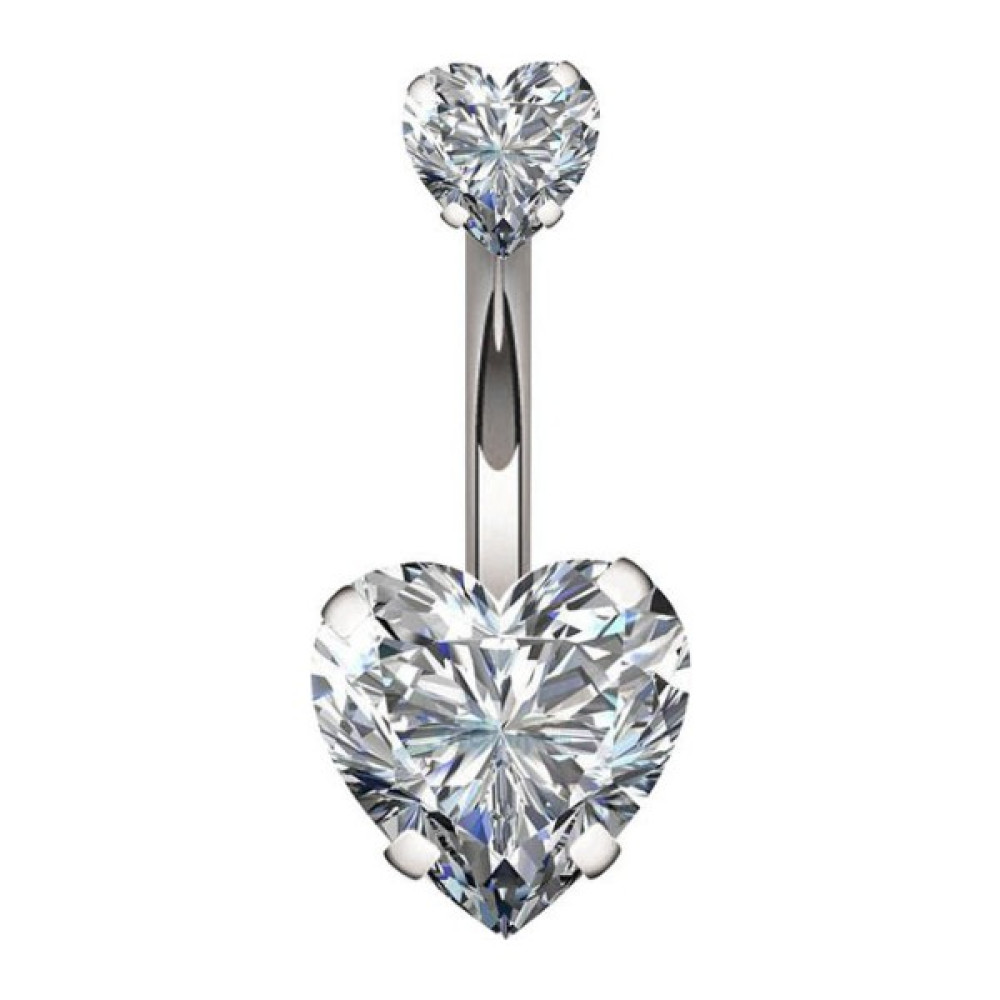 Chavin Çift Kalp Taşlı Göbek Piercing EG20BY Altın & Gümüş Piercing Fiyatı