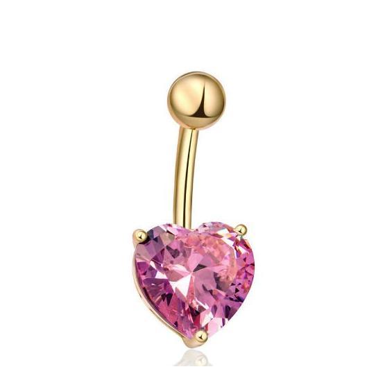 Chavin DA47PM Pembe Kalp Taşlı Göbek Piercing