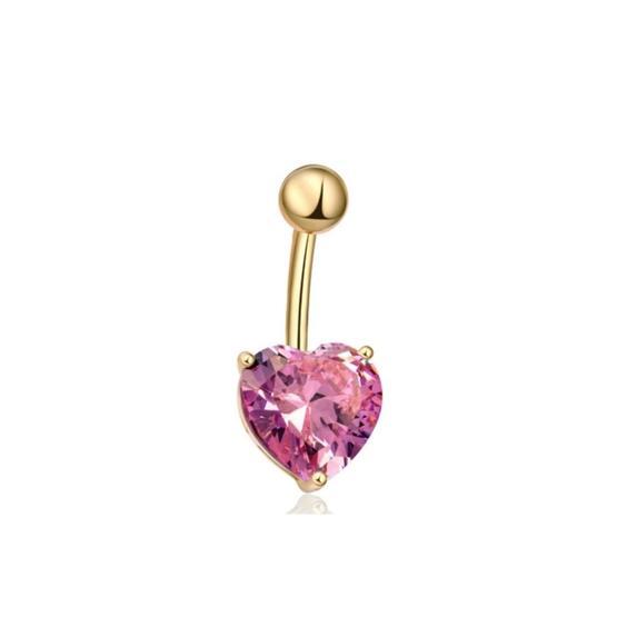 Chavin DA47PM Pembe Kalp Taşlı Göbek Piercing