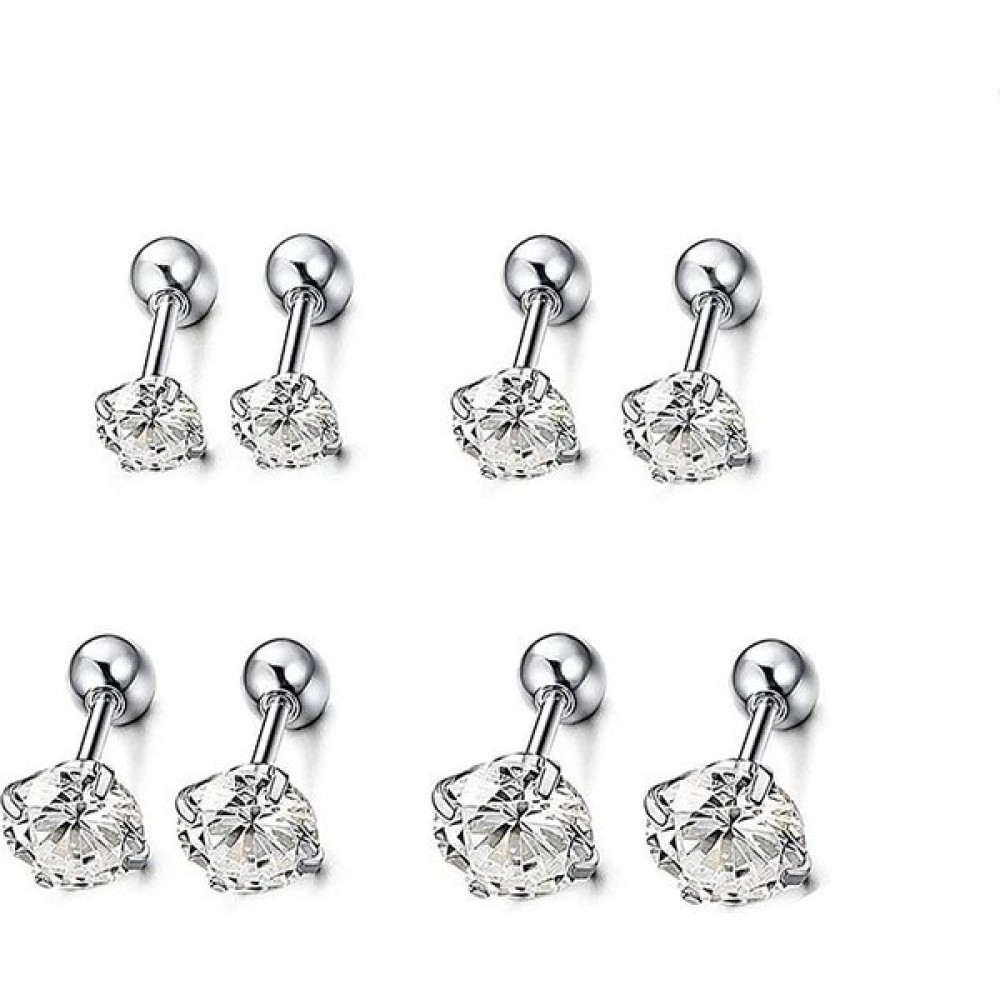 Chavin Gri Çelik 4 Takım Taşlı Bayan Erkek Küpe Piercing ET40BY Bijuteri Küpe Fiyatı