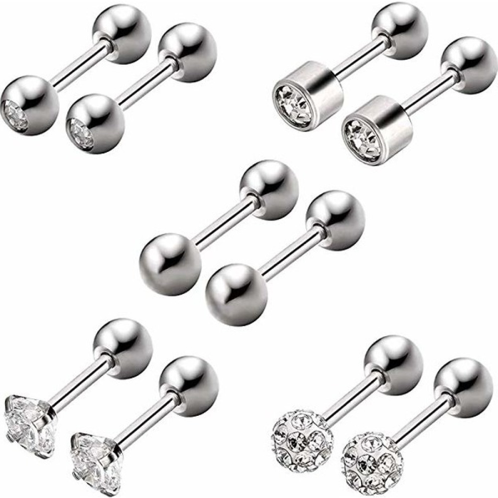 Chavin Gri Çelik 6 Takım Taşlı Bayan Erkek Küpe Piercing EB61BY Altın & Gümüş Piercing Fiyatı