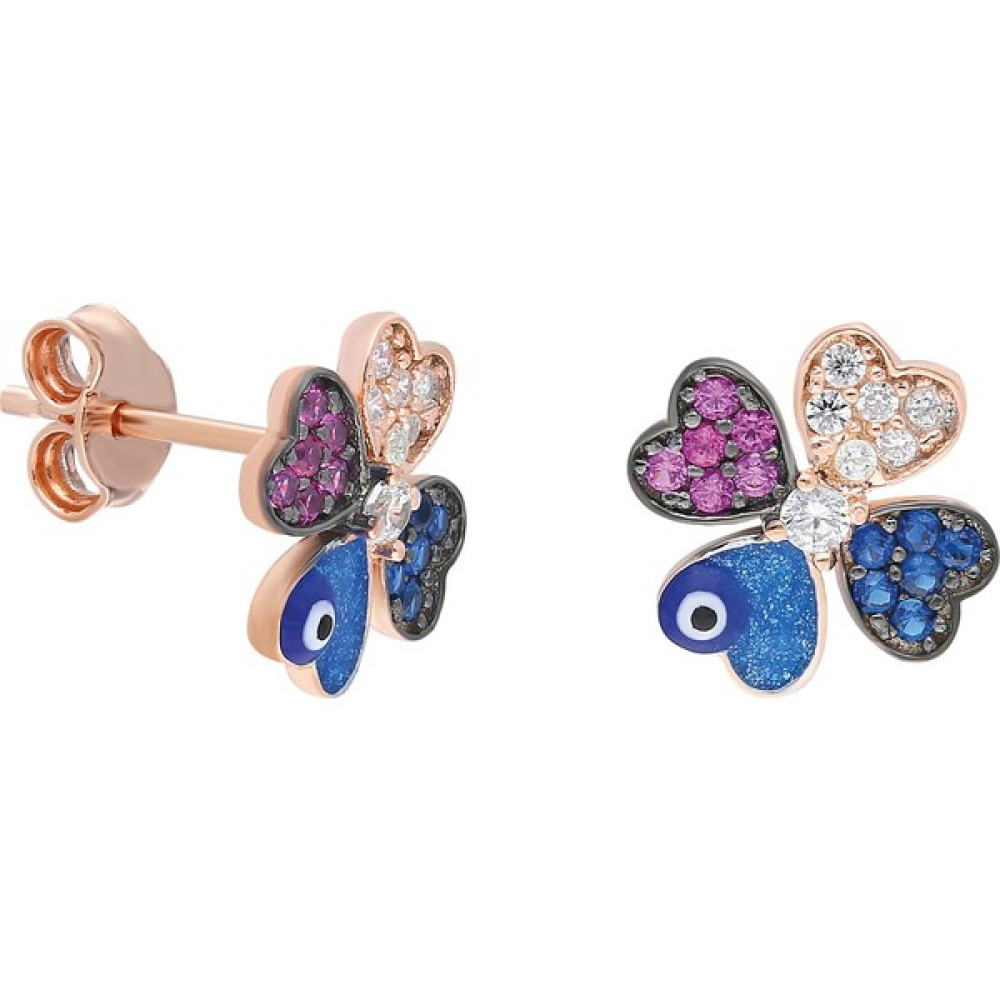 Chavin Mineli Rose Yonca Mini Gümüş Küpe Gümüş Küpe Fiyatı