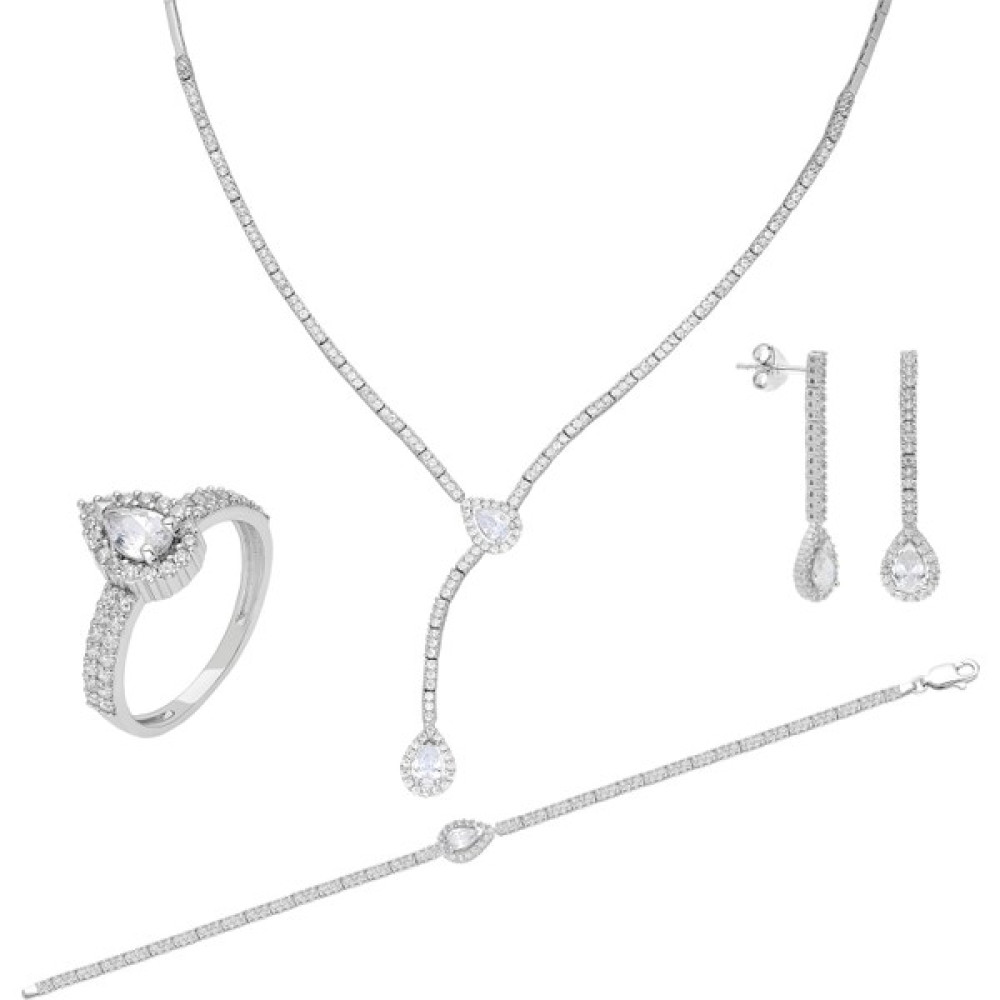 Chavin Su Yolu Gümüş Kolye Küpe Bileklik Yüzük Set EF99 - 14 Gümüş Kolye Fiyatı