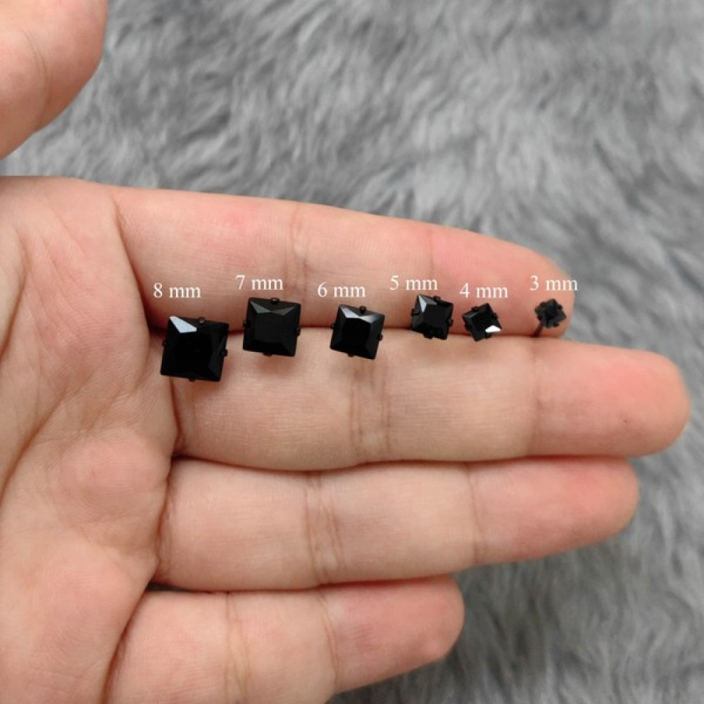 Chavin Unisex Kare Siyah 4 Mm Taşlı Çelik Küpe Cm25 Bijuteri Küpe Fiyatı