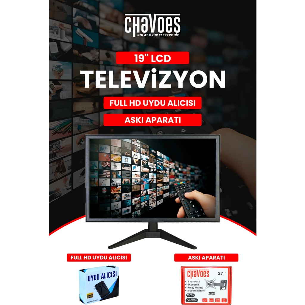 Chavoes 19" Mutfak Televizyonu-Monitör Uydu Alıcısı Askı Aparatı -49 Ekran 12V Full Hd -Mutfak-Karavan-Tekne Diğer Fiyatı