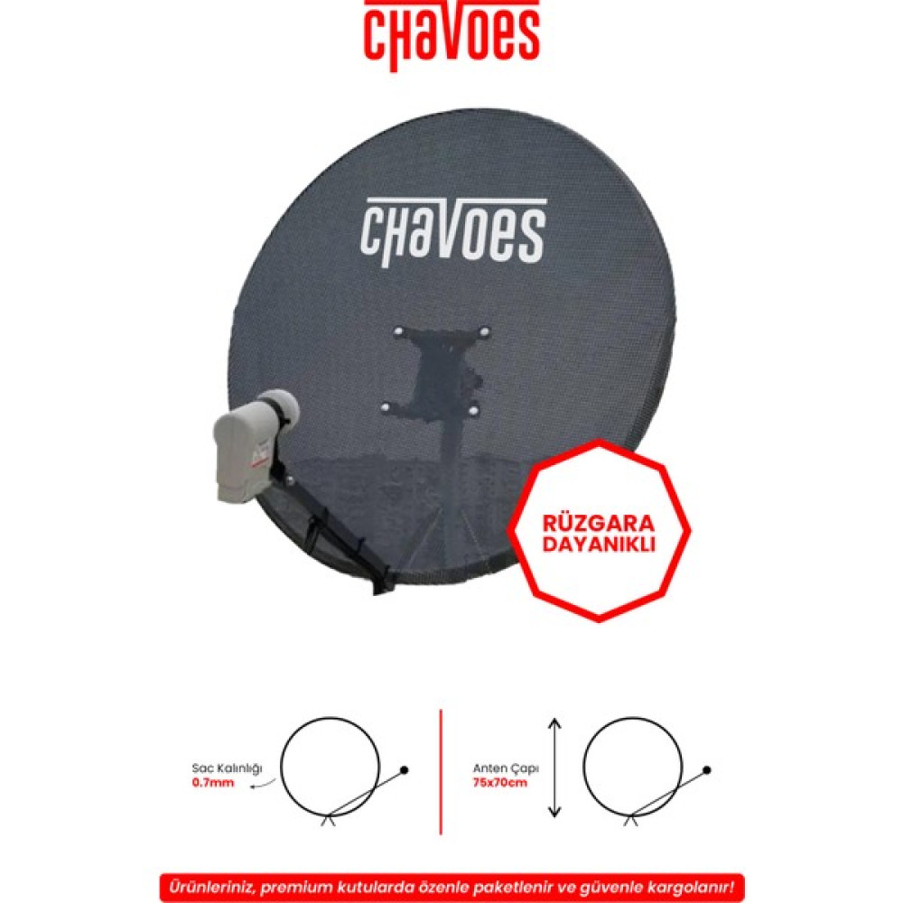 Chavoes Çanak Anten 70-75 cm 7 mm Delikli , Rüzgara ve Kara Dayanıklı Kutulu Türkiyede Ilk. - Siyah Çanaklar Fiyatı