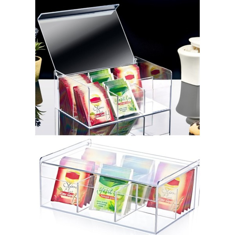 Cheap Store Çay Kutusu 6 Bölmeli Kapaklı Poşet Bitki Çayı Saklama Kabı Saklama Kapları Fiyatı