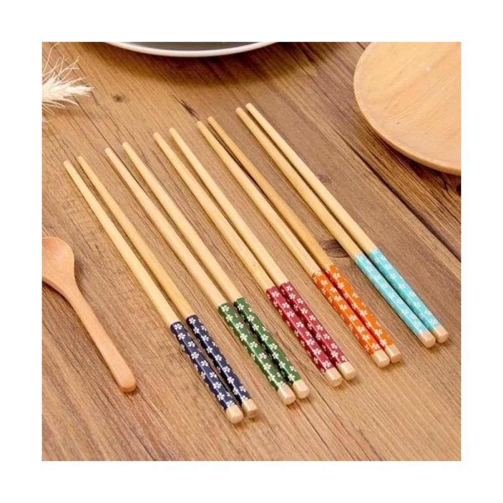 Check And Ship 5 Çift Chopstick Yıkanabilir Organik Ahşap Desenli Bambu Yemek Çubuğu, Sushi Japon Çin Yemek Çubuğu Mutfak Gereçleri Fiyatı