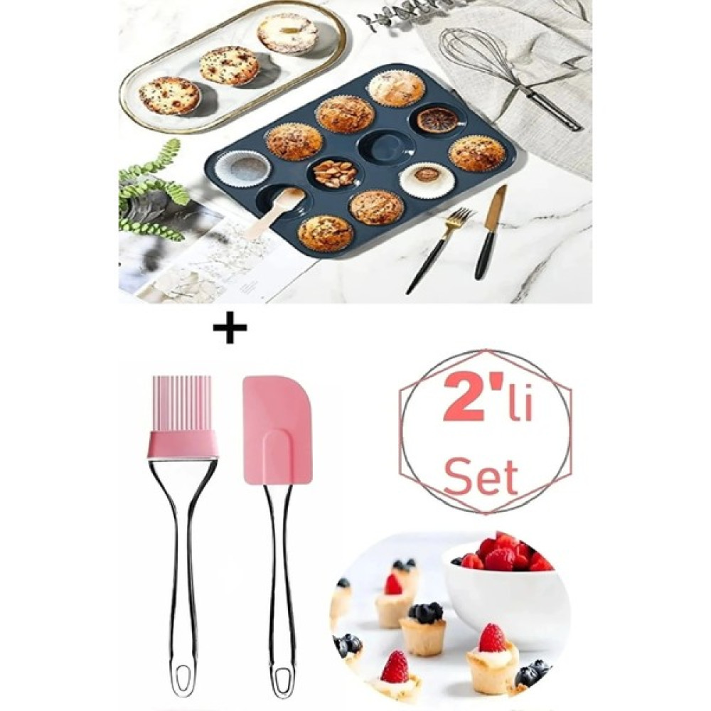 Chef Desing Muffin Mini Kek Kalıbı 12'li + Fırça Spatula Set Oto Boyaları Fiyatı