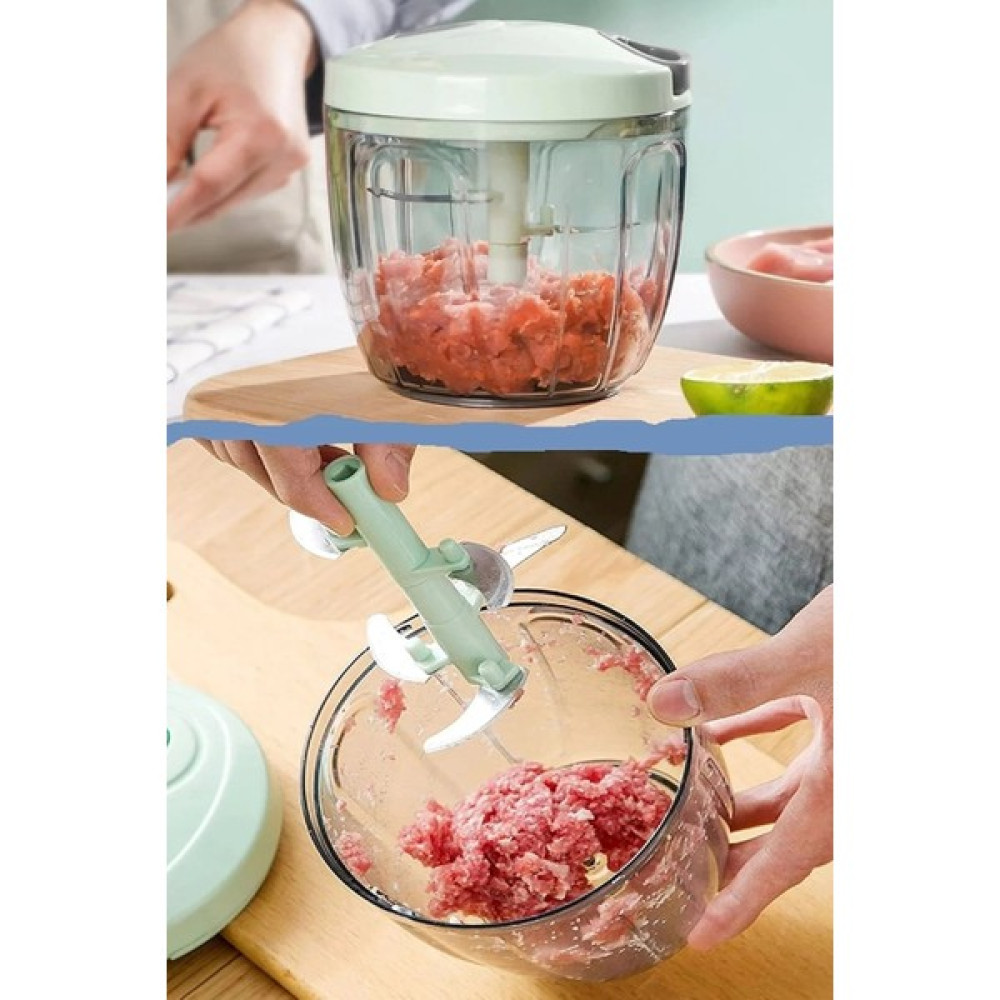 Chef Desing Pratik Ipli El Rondosu 5 Çelik Bıçaklı Büyük Boy Sebze Meyve Et Soğan Doğrayıcı Blender Rende Yeşil Doğrayıcılar / Rondolar Fiyatı