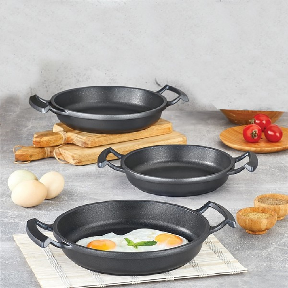 Chef Rubenis Trend Cook 3'lü Döküm Sahan Seti 18 cm-20 cm-22 cm Siyah Rc-40 Tavalar Fiyatı