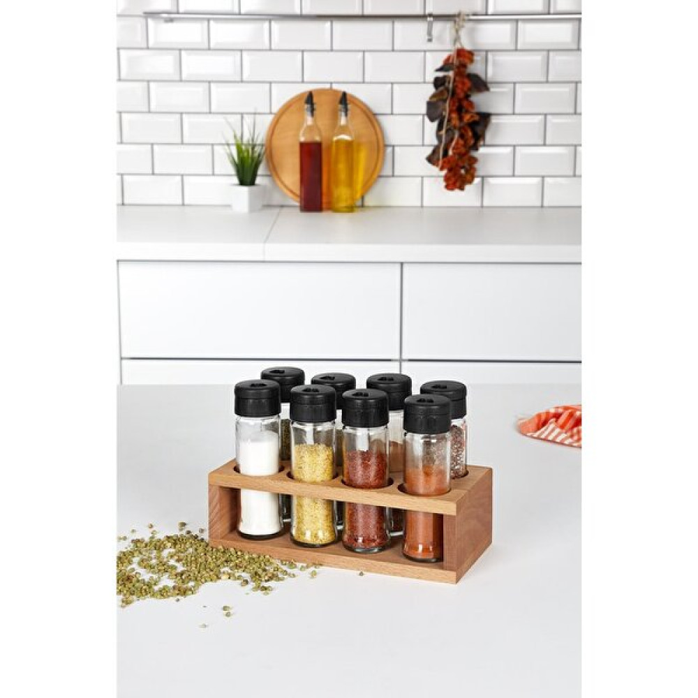 Chef Taste 8 Li Baharatlık Takımı, Ahşap Stantlı Baharatlık Baharat Setleri & Baharatlıklar Fiyatı