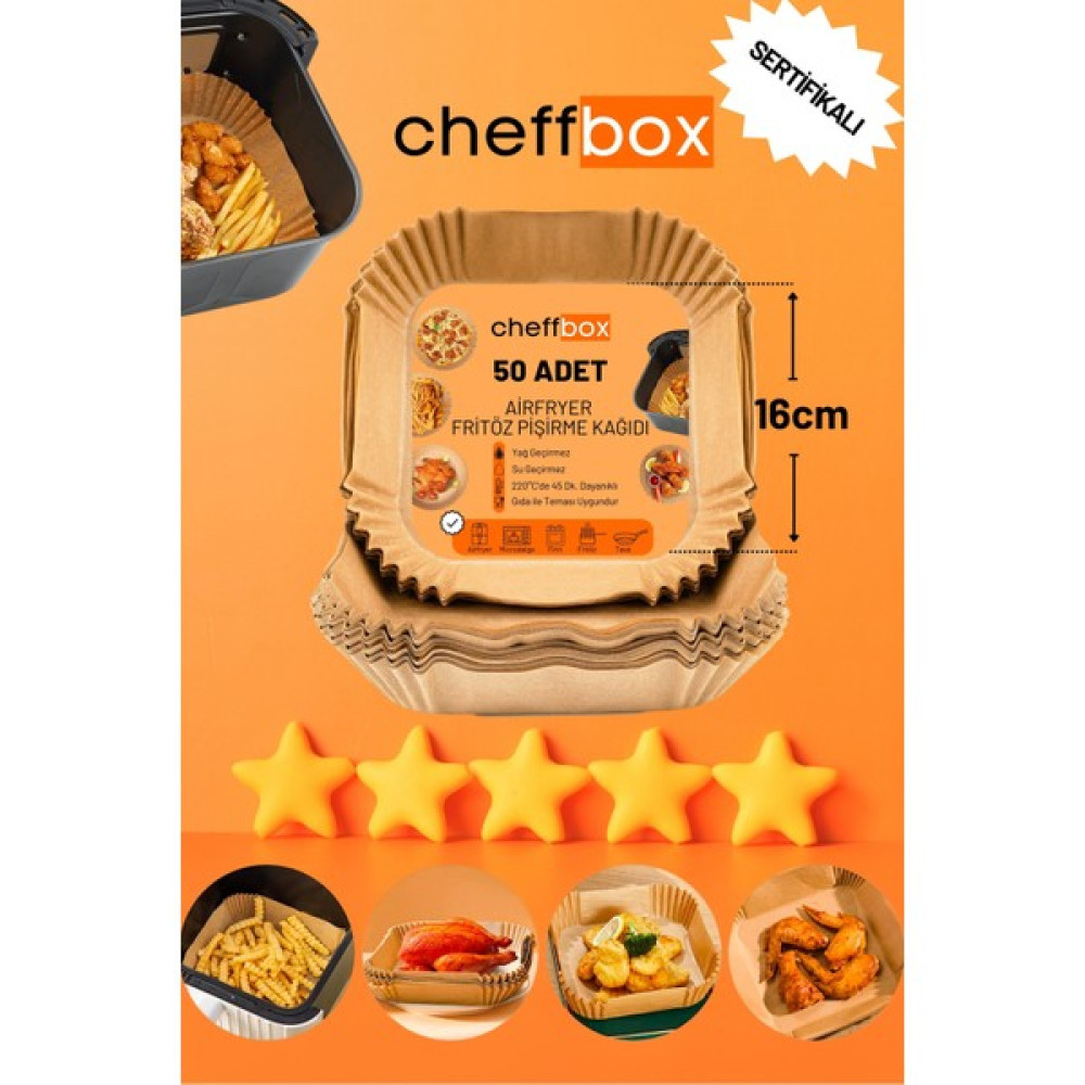 Cheff Box Airfryer Pişirme Kağıdı 50 Adet 16CM Kare Hava Fritözü Yağlı Kağıt - Kare 16cm Pişirme Kağıdı Fiyatı