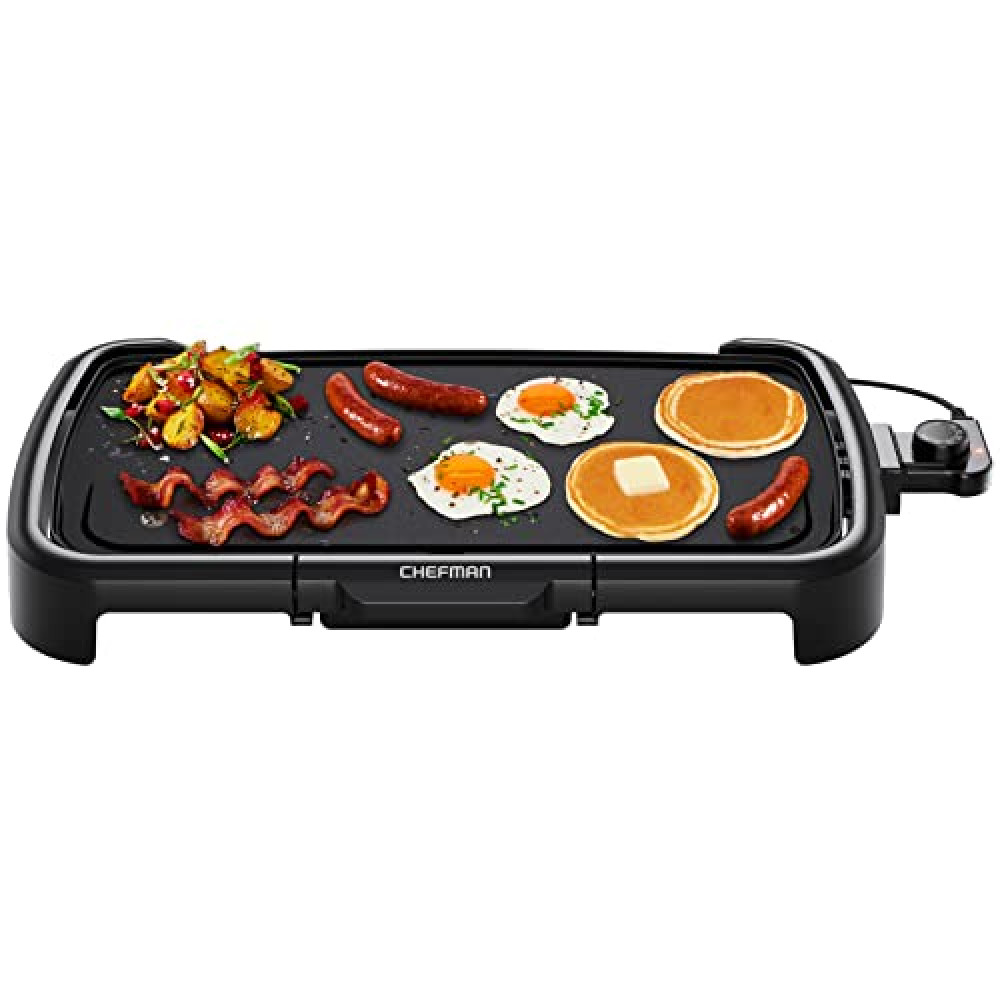 Chefman XL Electric Griddle with Removable Temperature Control, Immersible Flat Top Grill, Burger, Eggs, Pancake Griddle, Nonstick Extra Large Cooking Surface, Slide Out Drip Tray, 10 x 20 Inch Grill and Barbecue Fiyatı