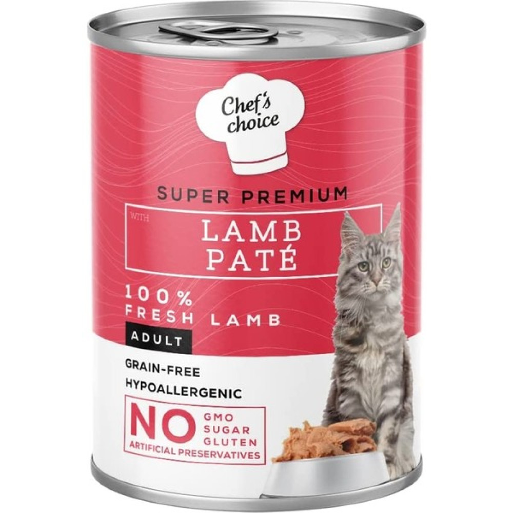 Chef's Choice 's Kedi Maması Konservesi, Kuzu Etli, Tahılsız, Pate, Yetişkin, 400 G Evcil Hayvan Ürünleri Fiyatı