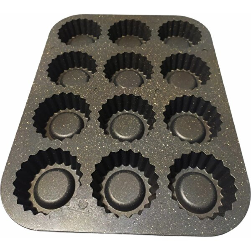 Chefstar Muffin Kek Kalıbı 12'li Granit Döküm 24 x 32 cm - Siyah Kek Kalıpları Fiyatı