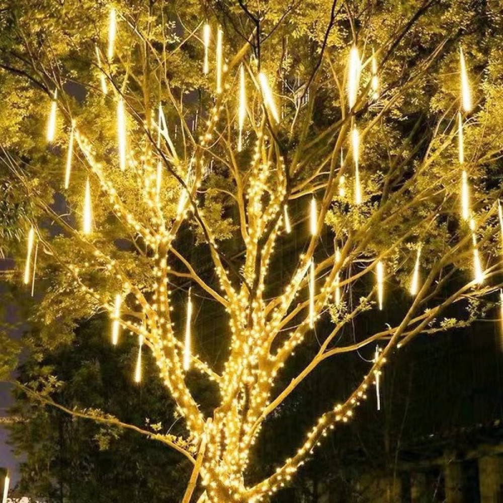 Chembo LED Meteor Duş Işıkları Renkli Yanıp Sönen Işıklar Açık Su Geçirmez Dekoratif Ağaç Işıkları 220V 8 Tüpler (Yurt Dışından) - 30 cm - Sıcak Beyaz Led Aydınlatmalar Fiyatı