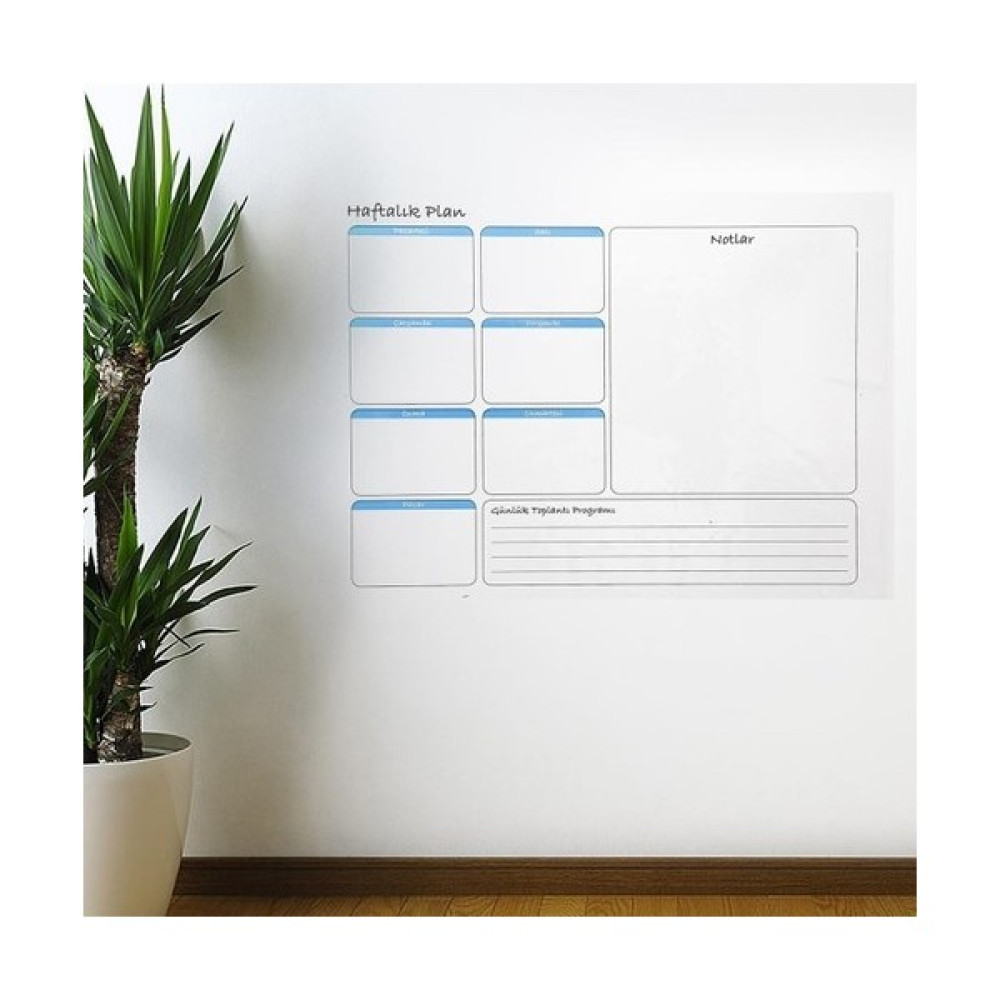 Cherche Haftalık Planlayıcı Manyetik Duvar Stickerı Takvim 100 cm x 60 cm - 100 x 60 cm - Renkli Duvar Stickerı Fiyatı