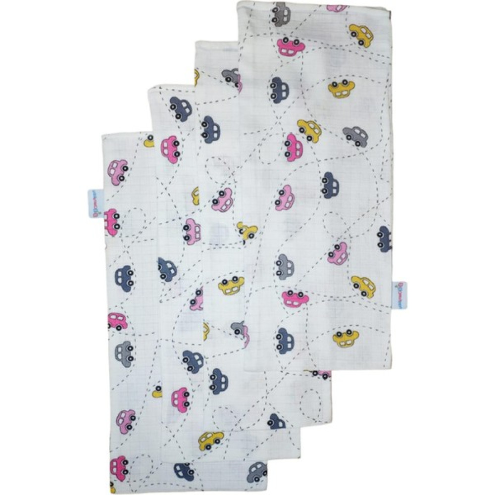 Cherry Baby Bebek Omuz Bezi Ter Bezi Ağız Bezi 20X50 cm %100 Pamuk Çift Kat Müslin Kumaş 4'lü Mini Arabalar - 1 - 2 Yaş - Renkli Hamilelik ve Emzirme Fiyatı